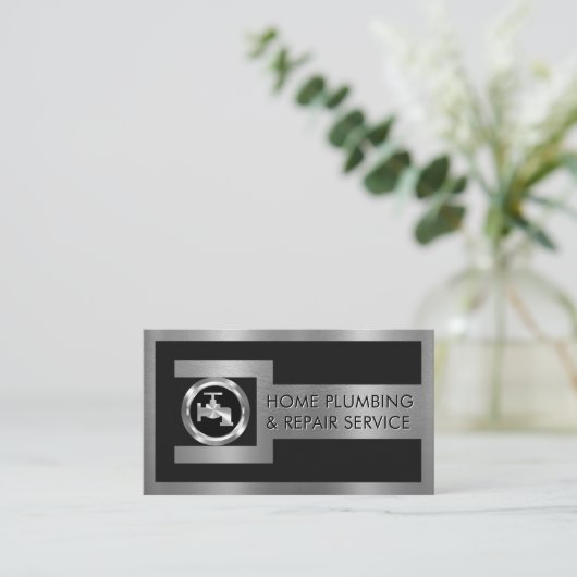 Silver Faucet On Pipe Wrench Frame 名刺 (スタンド正面)