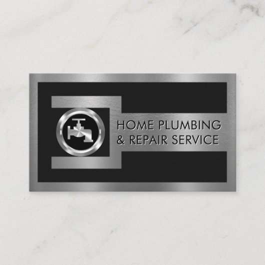 Silver Faucet On Pipe Wrench Frame 名刺 (正面)