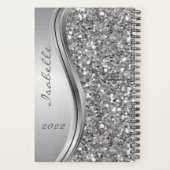 Silver Faux Glitter Glam Bling Personalized Metal プランナー手帳 (裏面)