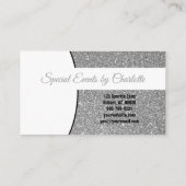 Silver Faux Glitter Replaceable Professional Photo 名刺 (裏面)