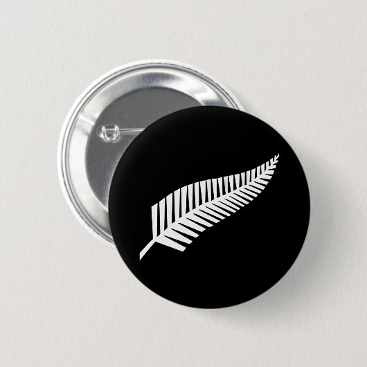 Silver fern flag (NZ) 缶バッジ (正面&裏面)
