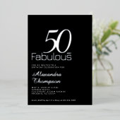 Silver Fifty and Fabulous 50th Birthday Party 箔招待状 (立ち正面)