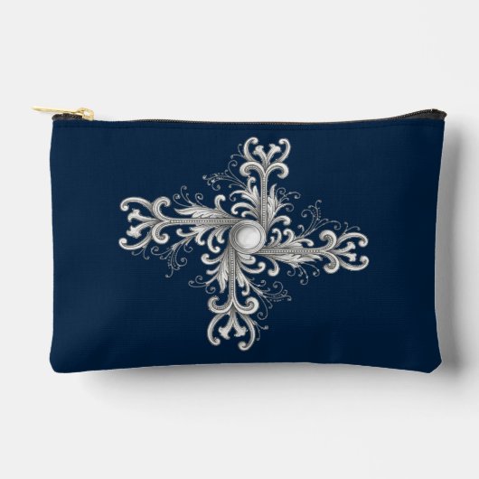 Silver Filigree Pearl Quatrefoil アクセサリーポーチ (正面)