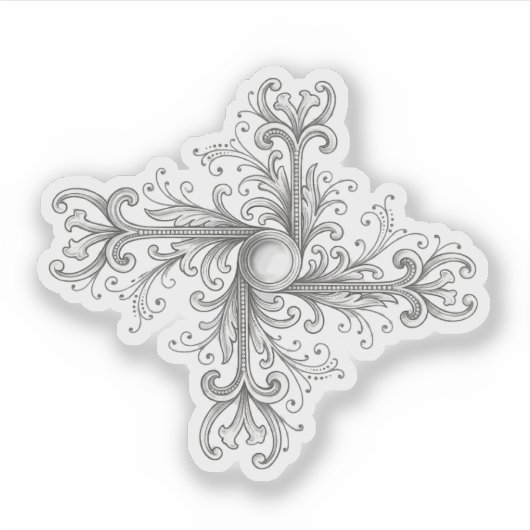 Silver Filigree Pearl Quatrefoil シール (正面)