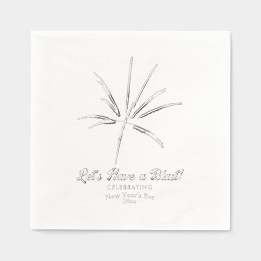 Silver Fireworks New Year's Eve Party 箔ナプキン (正面)