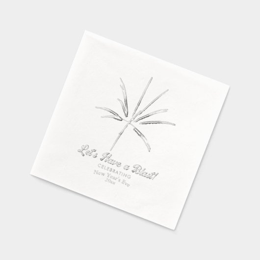 Silver Fireworks New Year's Eve Party 箔ナプキン (左)