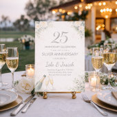 Silver Floral 25th Anniversary Invitation 招待状