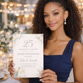 Silver Floral 25th Anniversary Invitation 招待状