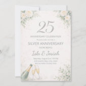 Silver Floral 25th Anniversary Invitation 招待状 (正面)