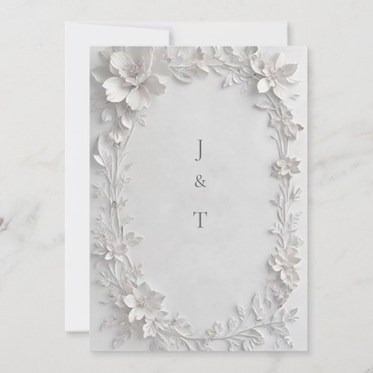 Silver Floral Embossed Wedding Invitation 招待状 (裏面)