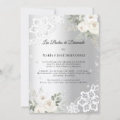 Silver Florals Invitación Bodas de Diamante 招待状 (正面)
