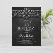 Silver Flower Black 75th Birthday Party 招待状 (スタンド正面)