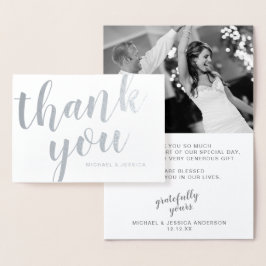 Silver Foil 結婚's Thank You with Photo 箔カード