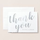 Silver Foil 結婚's Thank You with Photo 箔カード (封筒付き正面)