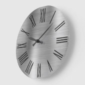 Silver Foil Black Roman Numerals ラージ壁時計 (傾斜)