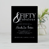 Silver Foil Fifty and Fabulous 50th Birthday Party 箔招待状 (立ち正面)