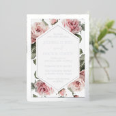 Silver Foil Frame Blush Floral Wedding 箔招待状 (立ち正面)