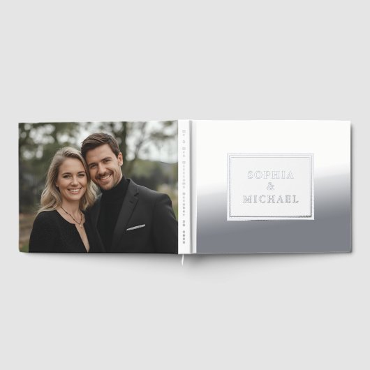 Silver Foil Guest Book Editable Elegant Winter ゲストブック (全面)