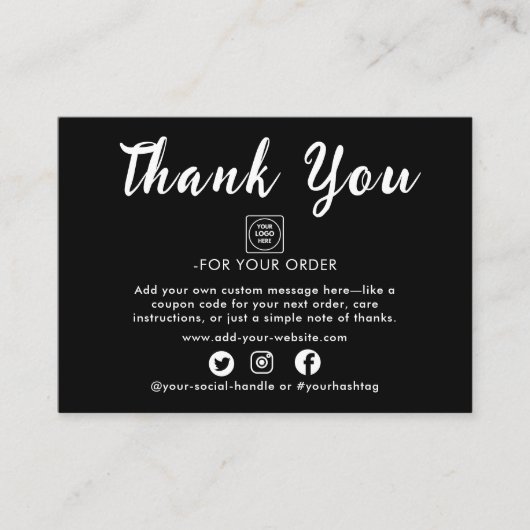 Silver Foil Script Thank You Note Card エンクロージャーカード (正面)