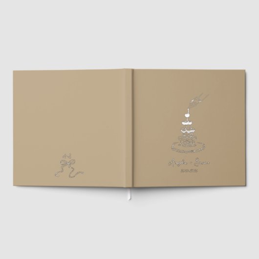 Silver Foil Taupe Champagne Tower Wedding ゲストブック (全面)