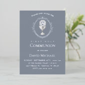 Silver foil text First Holy Communion boy 箔招待状 (立ち正面)