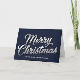 Silver Foil Vintage Script Merry Christmas シーズンカード