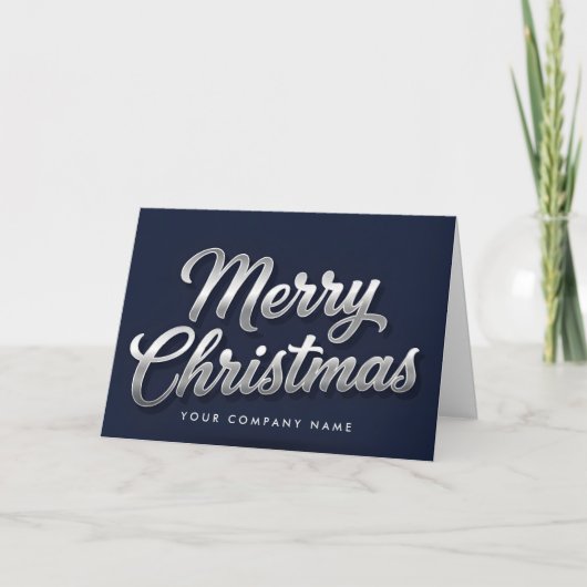 Silver Foil Vintage Script Merry Christmas シーズンカード (正面)
