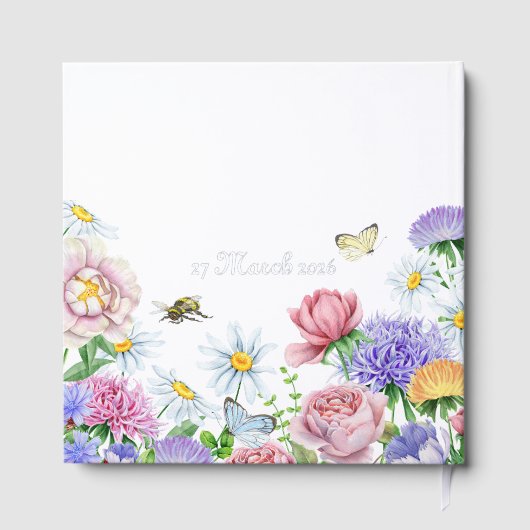 Silver Foil Wildflower Garden Wedding Spring Flora ゲストブック (裏面)