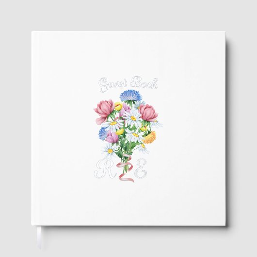 Silver Foil Wildflower Garden Wedding Spring Flora ゲストブック (正面)