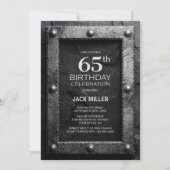 Silver Frame Black Slate 65th Birthday Party 招待状 (正面)