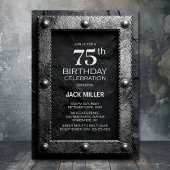 Silver Frame Black Slate 75th Birthday Party 招待状