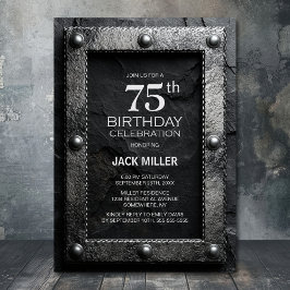 Silver Frame Black Slate 75th Birthday Party 招待状