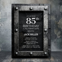 Silver Frame Black Slate 85th Birthday Party 招待状