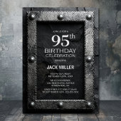 Silver Frame Black Slate 95th Birthday Party 招待状