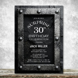 Silver Frame Black Slate Surprise 30th Birthday 招待状