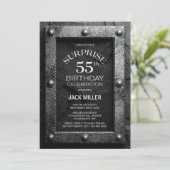 Silver Frame Black Slate Surprise 55th Birthday 招待状 (スタンド正面)