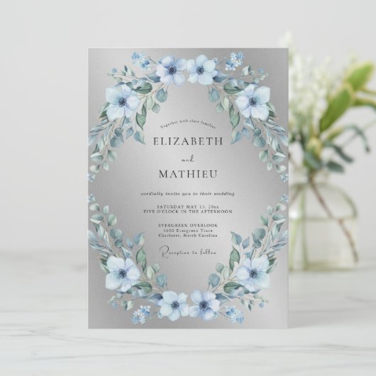 Silver Frosty Winter Wedding 招待状 (スタンド正面)