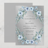 Silver Frosty Winter Wedding 招待状 (正面/裏面)