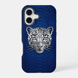 Silver Geometric Tiger Blue Snakeskin iPhone 16  16ケース