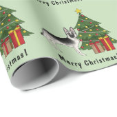 Silver German Shepherd Festive Christmas Tree ラッピングペーパー (ロールコーナー)