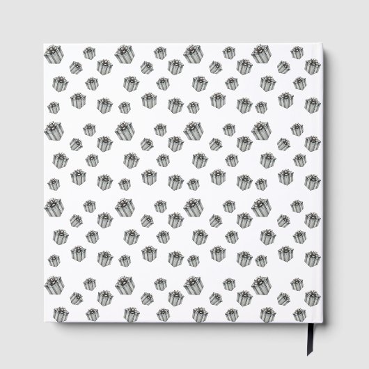 Silver Gift Boxes Elegant Holiday Premium Party ゲストブック (裏面)