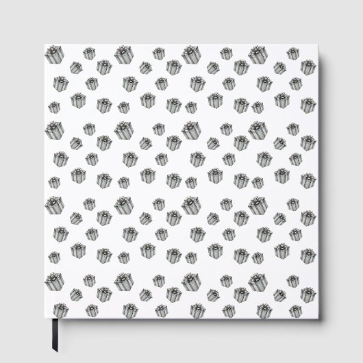 Silver Gift Boxes Elegant Holiday Premium Party ゲストブック (正面)