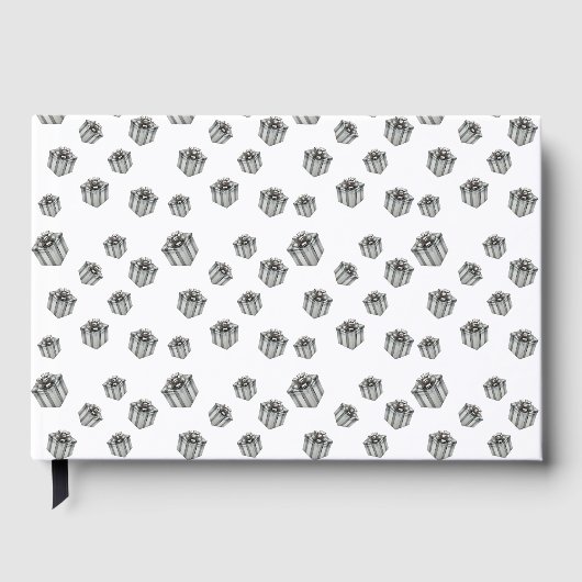 Silver Gift Boxes Elegant Holiday Premium Party ゲストブック (正面)