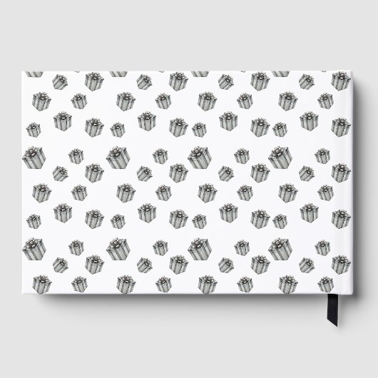 Silver Gift Boxes Elegant Holiday Premium Party ゲストブック (裏面)