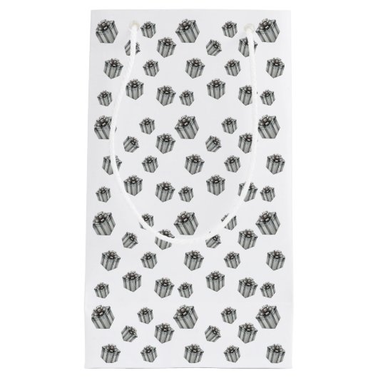 Silver Gift Boxes Elegant Holiday Premium Party スモールペーパーバッグ (正面)
