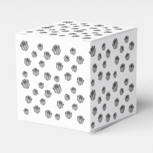 Silver Gift Boxes Elegant Holiday Premium Party フェイバーボックス (正面サイド)