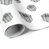 Silver Gift Boxes Elegant Holiday Premium Party ラッピングペーパー (ロールコーナー)