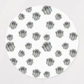 Silver Gift Boxes Elegant Holiday Premium Party ラベル (デザイン1)