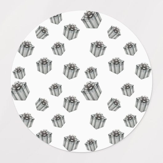 Silver Gift Boxes Elegant Holiday Premium Party ラベル (デザイン1)