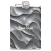 Silver Glamour Luxury Bling Metallic Waves Glitter フラスク (正面)